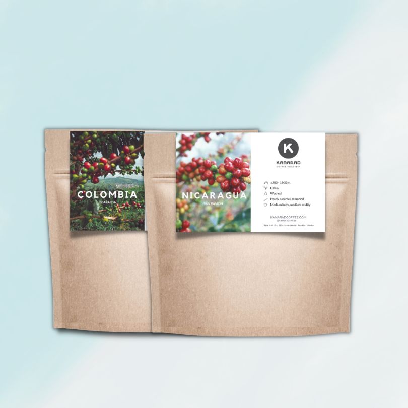 Kolombiya ve Nikaragua, Kamarad'ın Amerika kahveleri seti, 250 gram paketlerde
